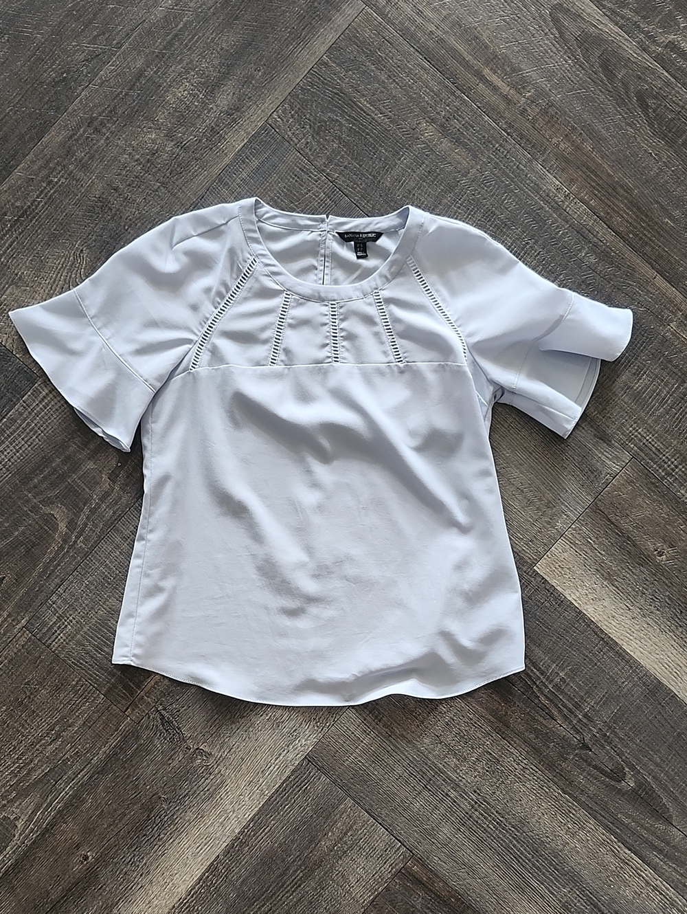 Banana Republic White Short Sleeve Blouse with Ladder Trim Detail